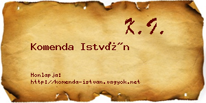Komenda István névjegykártya